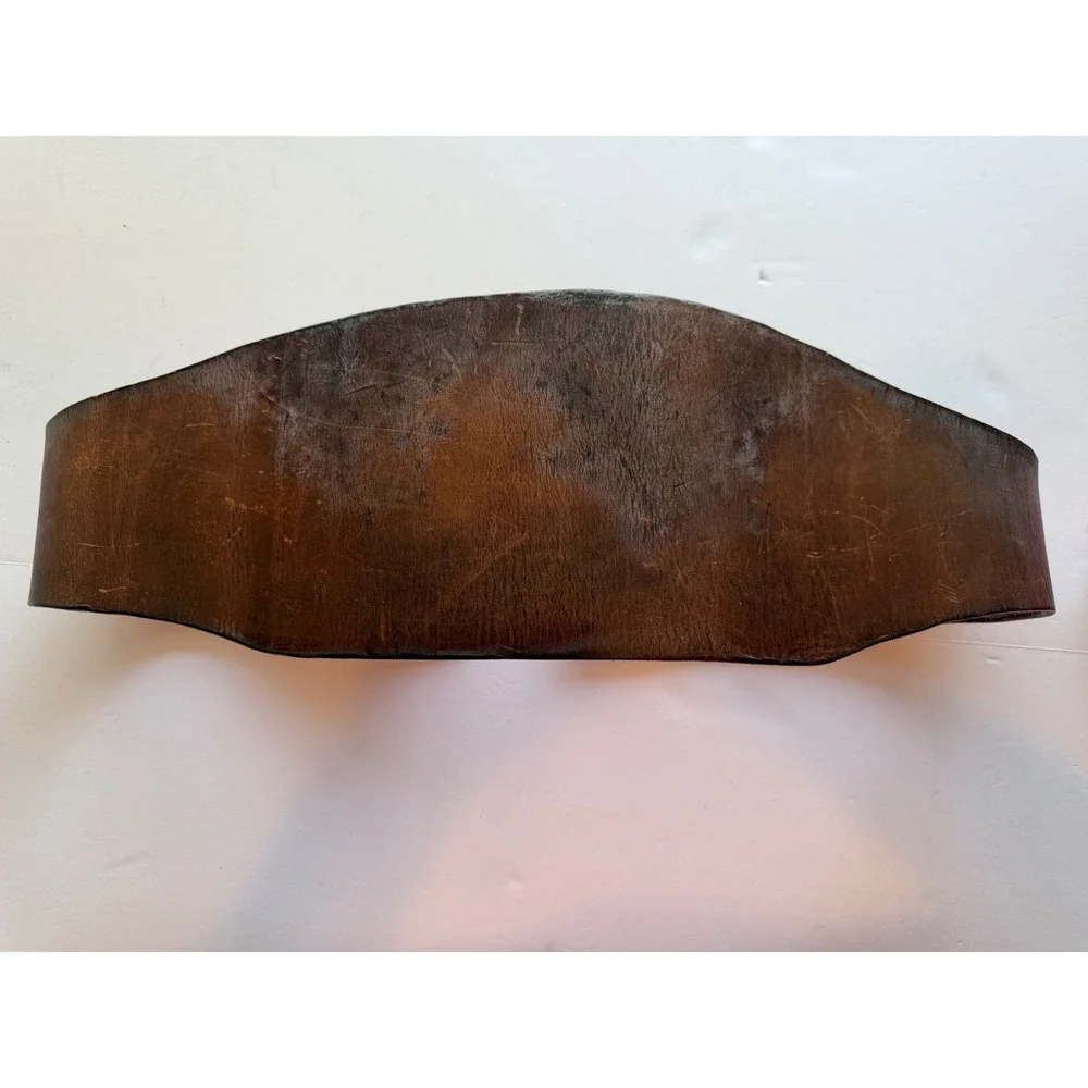 Vintage Brown Leather Weightlifting‎ Belt Double Prong Powerlifting Bodybuilding
